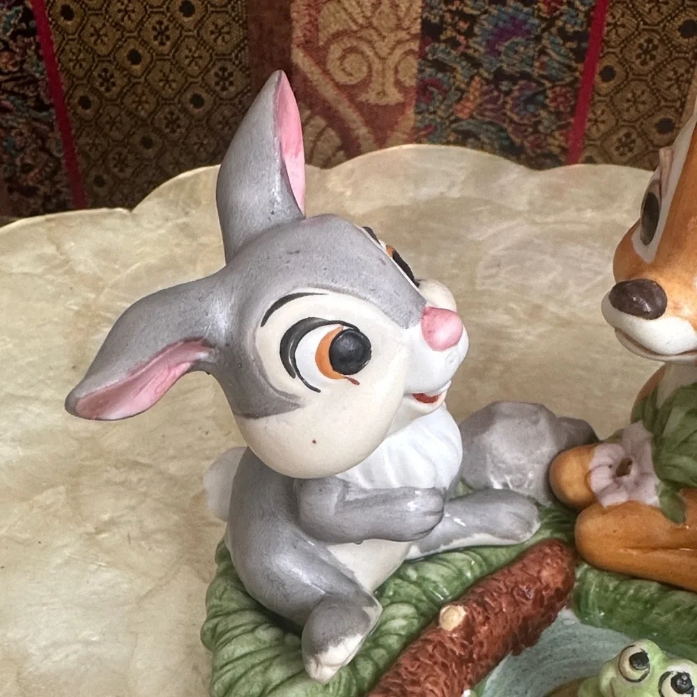 Vtg Walt Disney Productions Bambi Thumper & Flower with Frog Porcelain Figurine